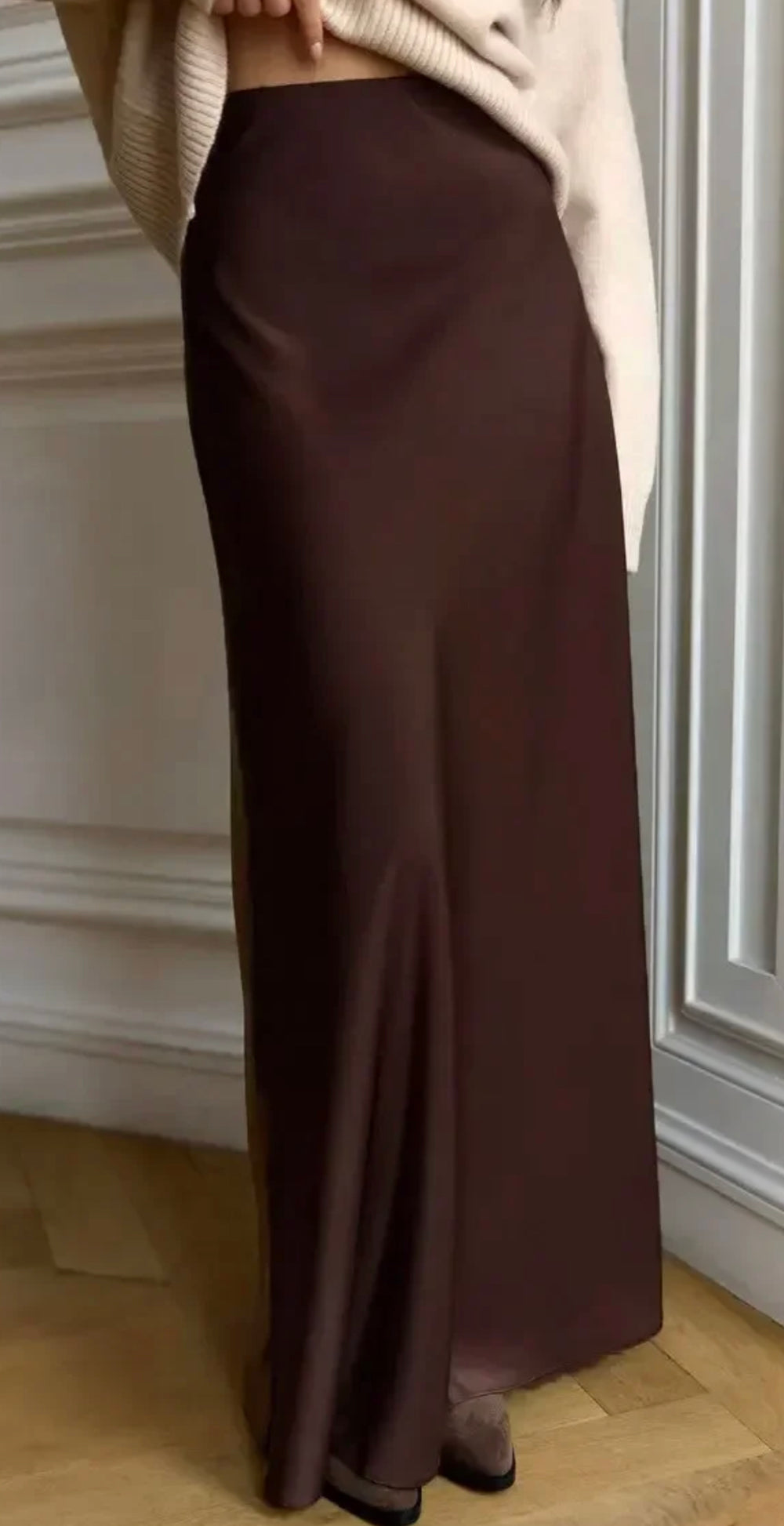 Jupe satinée Marron